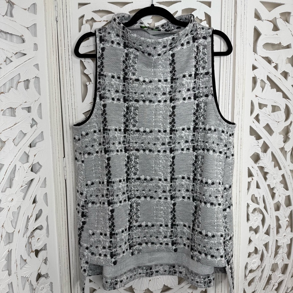 Shannon Passero Knit Check Funnel Neck Tank